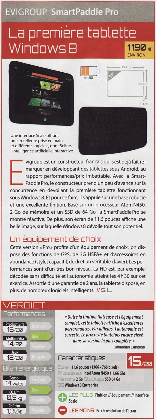 Aperçu de l’article Micro Actuel, La première tablette Windows 8